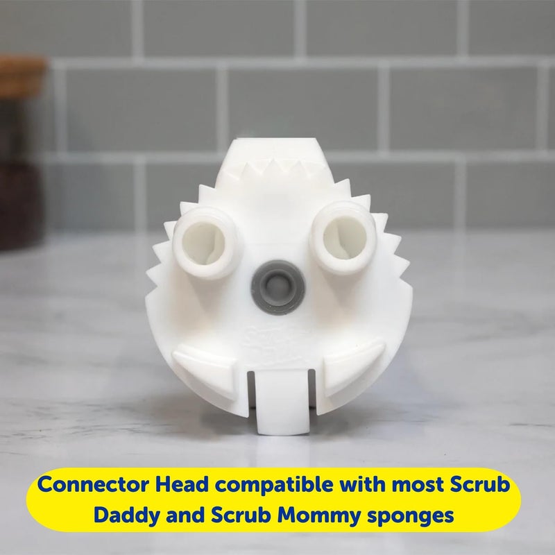 Scrub Daddy عصا ديس دادى، رؤوس إعادة تعبئة، إسفنجة ورأس موصل، فرشاة غسل الصحون مع موزع صابون، إسفنجة غسل ذات تغيير في الملمس مع مقبض سائل، كاشط مدمج ورأس فرك - أصفر - Image 5